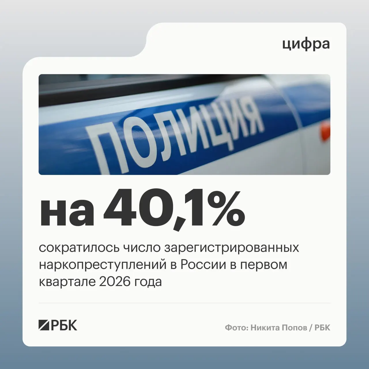 В I квартале доля зарегистрированных наркопреступлений снизилась с 12,8% до 9,2%, а общее число таких преступлений сократилось на 40,1%. Снижение объясняют изменением правоприменительной практики после решения президиума Верховного суда.