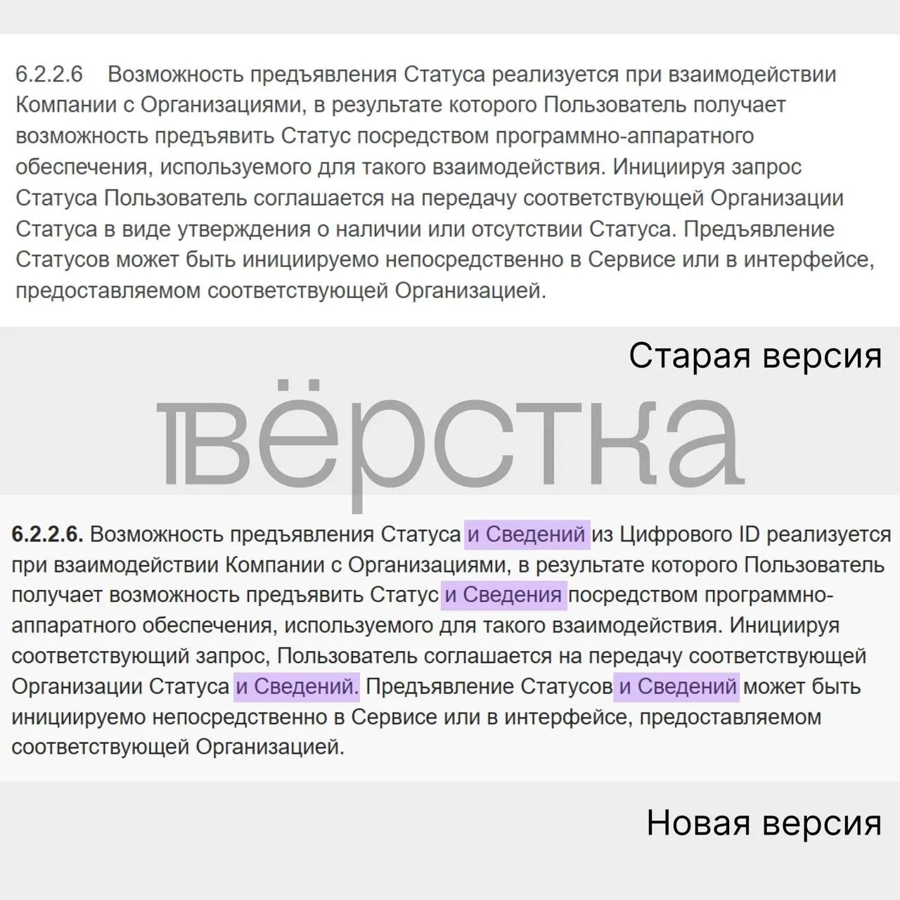 Новые условия соглашения позволяют передавать сведения из удостоверений личности и документов, выданных госорганами, организациям.